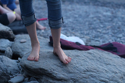 Feet on rocks